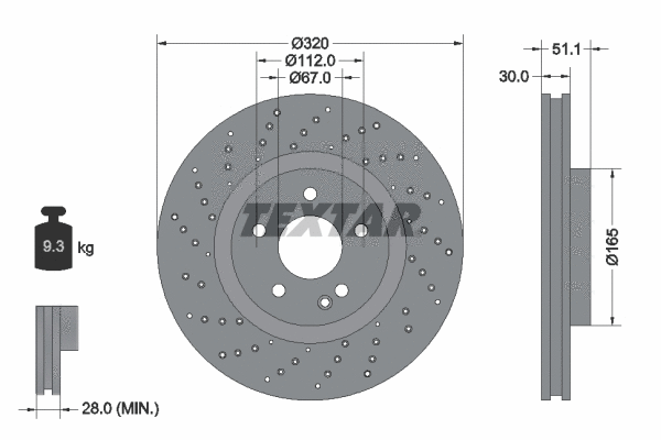 92262103 TEXTAR Тормозной диск (фото 1)