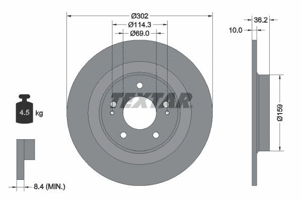 92267403 TEXTAR Тормозной диск (фото 1)