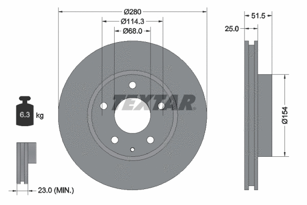 92267503 TEXTAR Тормозной диск (фото 1)