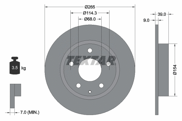 92267703 TEXTAR Тормозной диск (фото 1)