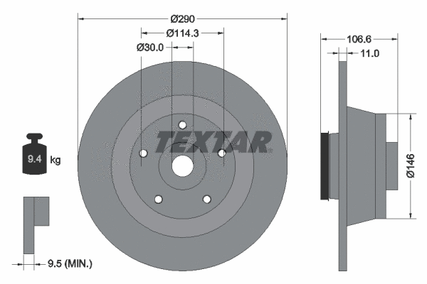 92269603 TEXTAR Тормозной диск (фото 1)