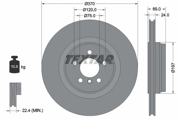 92270003 TEXTAR Тормозной диск (фото 1)