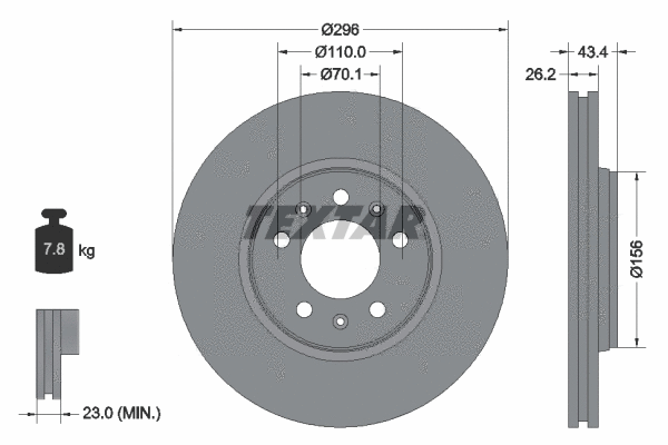 92270605 TEXTAR Тормозной диск (фото 1)