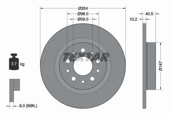 92271703 TEXTAR Тормозной диск (фото 1)