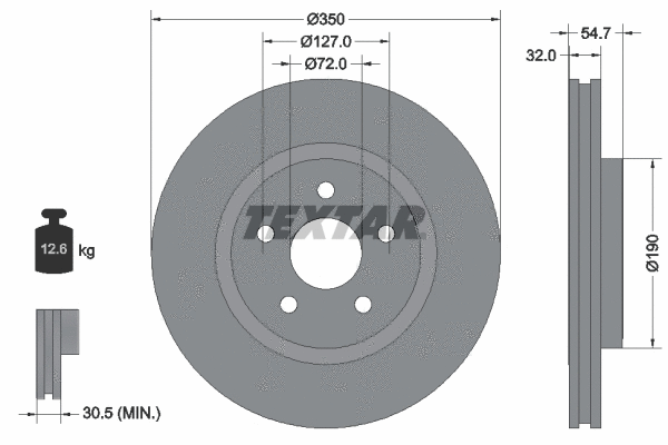 92272205 TEXTAR Тормозной диск (фото 1)