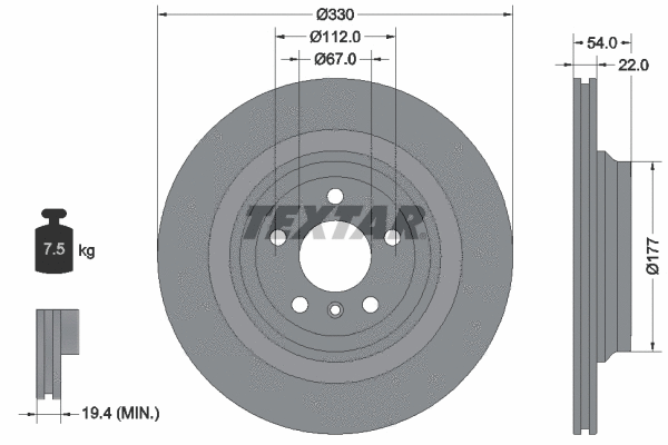 92273503 TEXTAR Тормозной диск (фото 1)