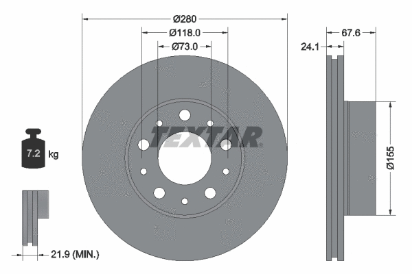92275103 TEXTAR Тормозной диск (фото 1)