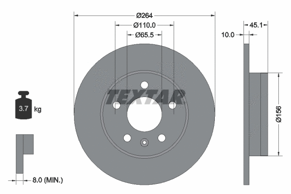 92277303 TEXTAR Тормозной диск (фото 1)