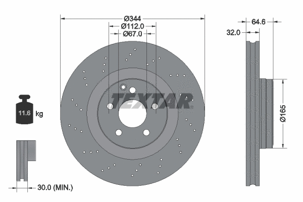 92277605 TEXTAR Тормозной диск (фото 1)