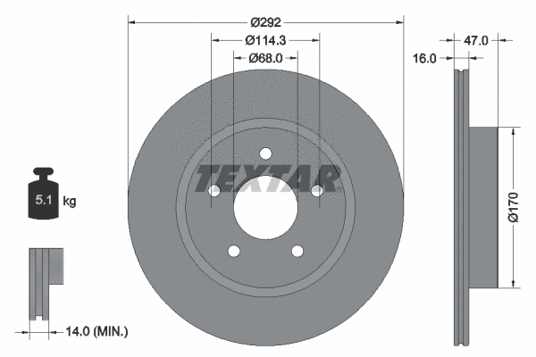 92278103 TEXTAR Тормозной диск (фото 1)
