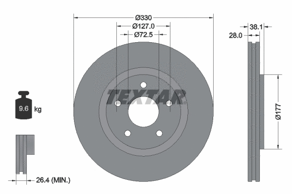 92278905 TEXTAR Тормозной диск (фото 1)