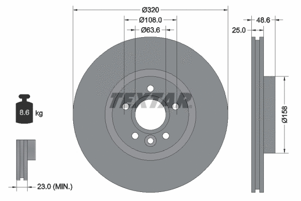 92282103 TEXTAR Тормозной диск (фото 1)