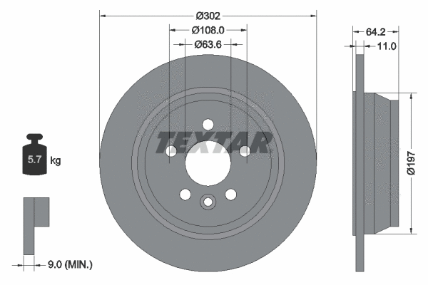 92283003 TEXTAR Тормозной диск (фото 1)