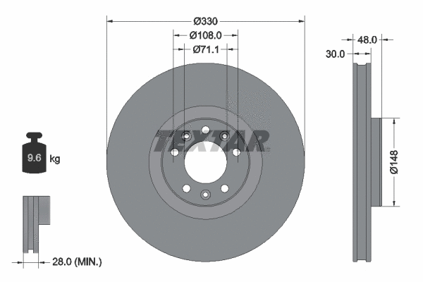 92283403 TEXTAR Тормозной диск (фото 1)
