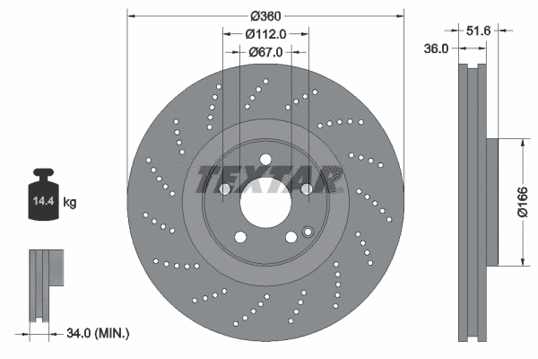 92283905 TEXTAR Тормозной диск (фото 1)