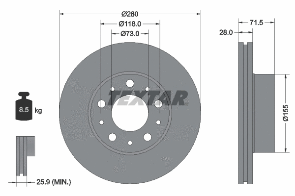 92286103 TEXTAR Тормозной диск (фото 1)