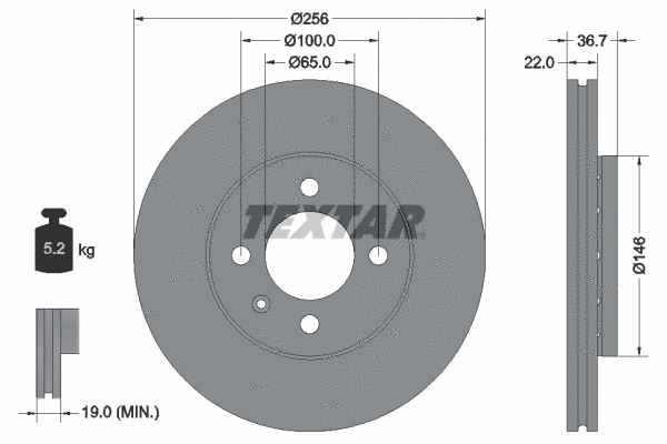92287003 TEXTAR Тормозной диск (фото 1)