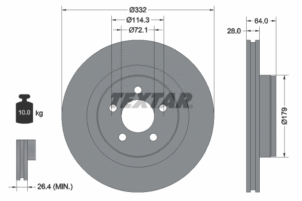 92287303 TEXTAR Тормозной диск (фото 1)