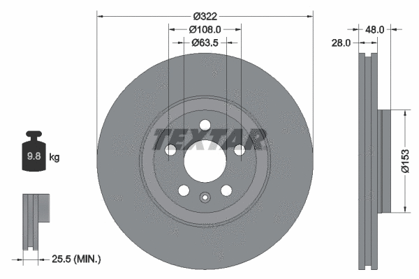 92287405 TEXTAR Тормозной диск (фото 1)
