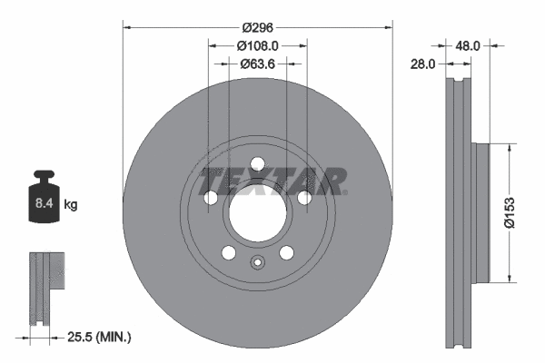 92287505 TEXTAR Тормозной диск (фото 1)