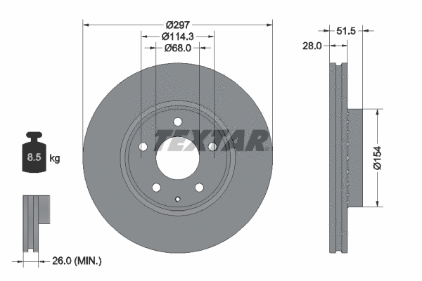 92295003 TEXTAR Тормозной диск (фото 1)
