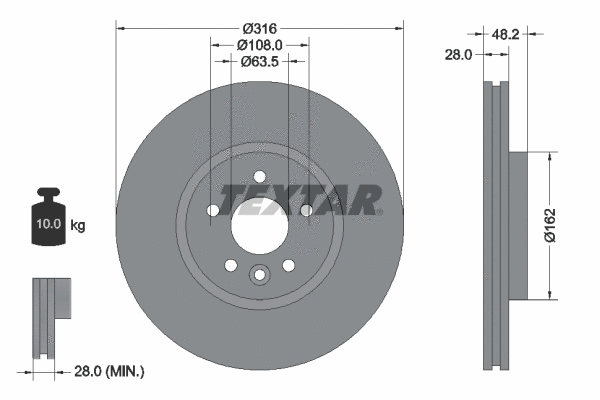 92300605 TEXTAR Тормозной диск (фото 1)