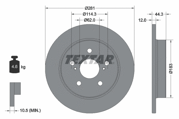 92301403 TEXTAR Тормозной диск (фото 1)