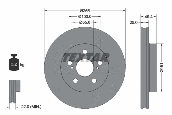 92301703 TEXTAR Тормозной диск (фото 1)