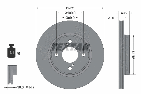 92303703 TEXTAR Тормозной диск (фото 1)