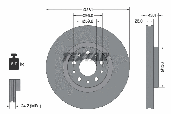 92304803 TEXTAR Тормозной диск (фото 1)