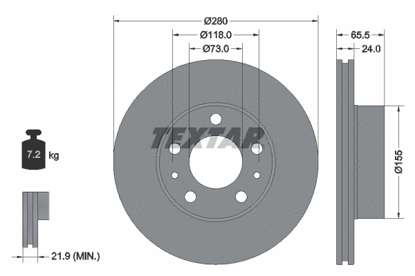 92305203 TEXTAR Тормозной диск (фото 1)
