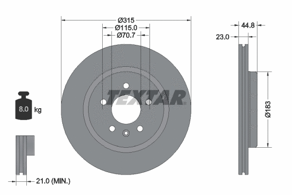 92305603 TEXTAR Тормозной диск (фото 1)