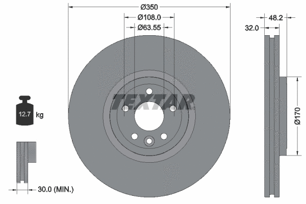 92308105 TEXTAR Тормозной диск (фото 1)
