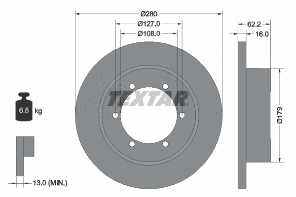 92308500 TEXTAR Тормозной диск (фото 1)