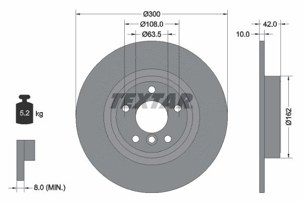 92309505 TEXTAR Тормозной диск (фото 1)