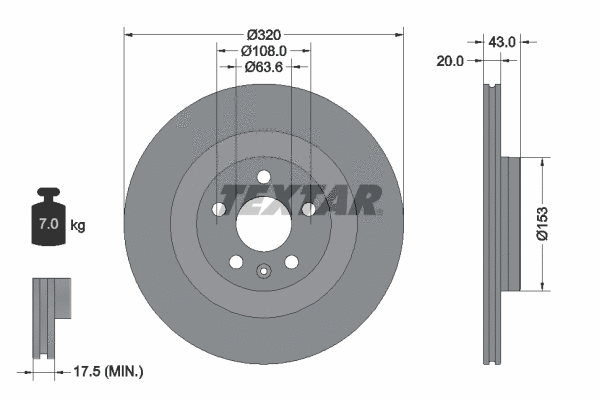 92309703 TEXTAR Тормозной диск (фото 1)