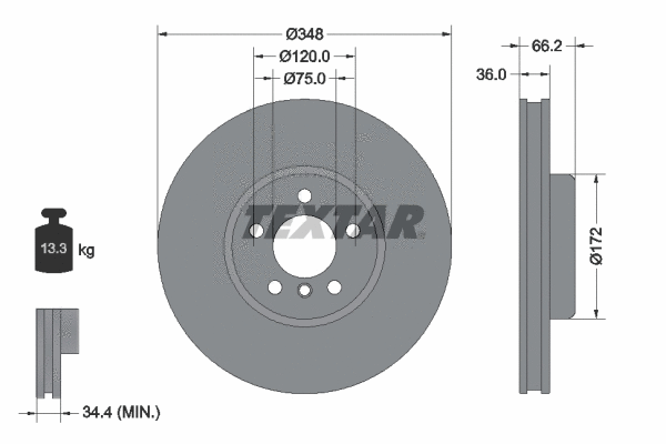 92310505 TEXTAR Тормозной диск (фото 1)