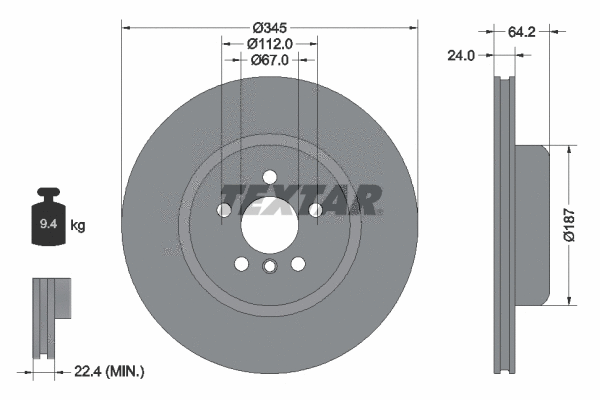 92310605 TEXTAR Тормозной диск (фото 1)