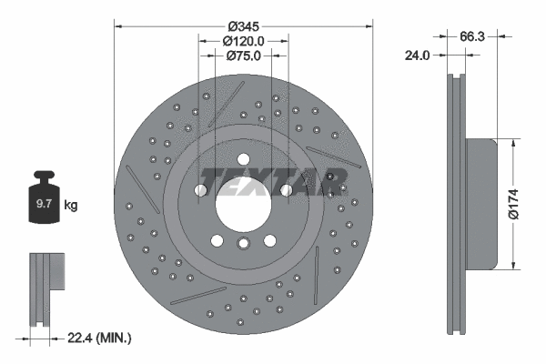 92311405 TEXTAR Тормозной диск (фото 1)