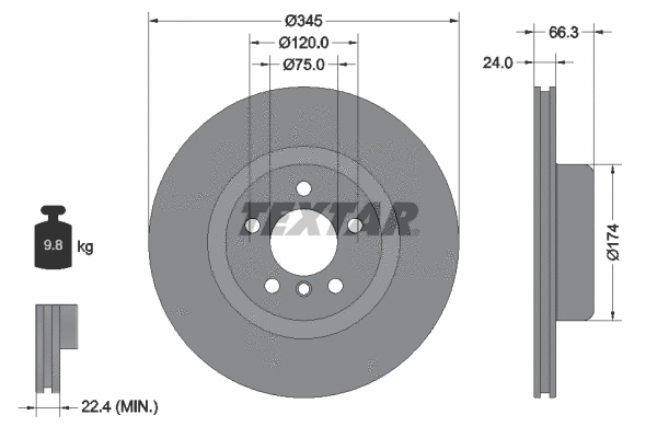 92311505 TEXTAR Тормозной диск (фото 1)