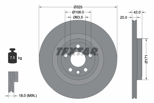 92314305 TEXTAR Тормозной диск (фото 1)