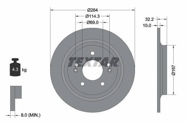 92316303 TEXTAR Тормозной диск (фото 1)