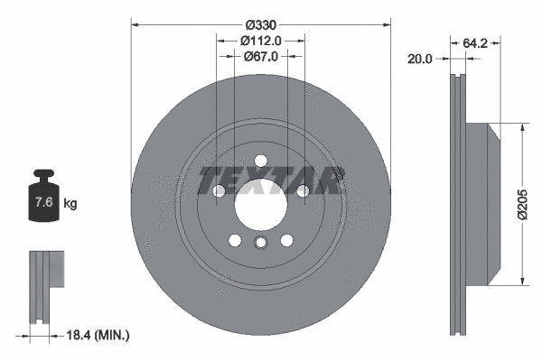 92317905 TEXTAR Тормозной диск (фото 1)