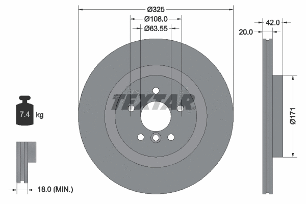 92318105 TEXTAR Тормозной диск (фото 1)