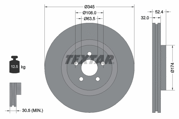 92318905 TEXTAR Тормозной диск (фото 1)