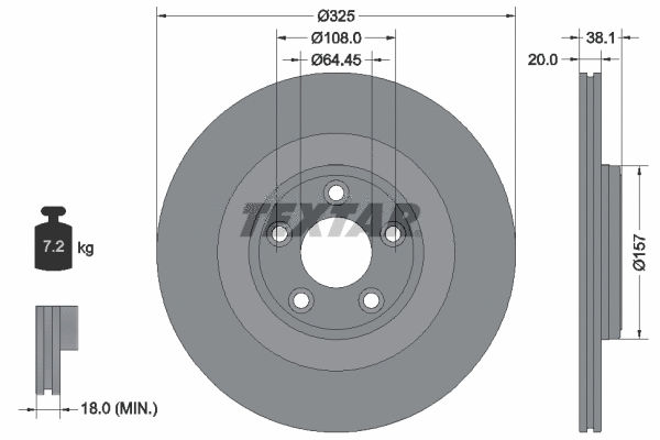 92319905 TEXTAR Тормозной диск (фото 1)