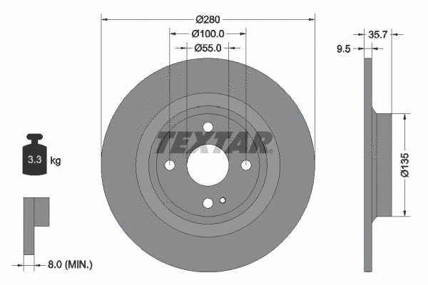 92320003 TEXTAR Тормозной диск (фото 1)