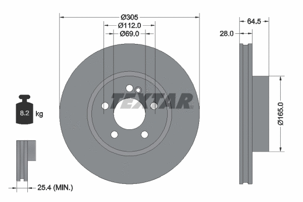 92330805 TEXTAR Тормозной диск (фото 1)
