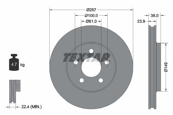 92332600 TEXTAR Тормозной диск (фото 1)