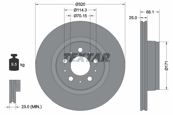 92333005 TEXTAR Тормозной диск (фото 1)